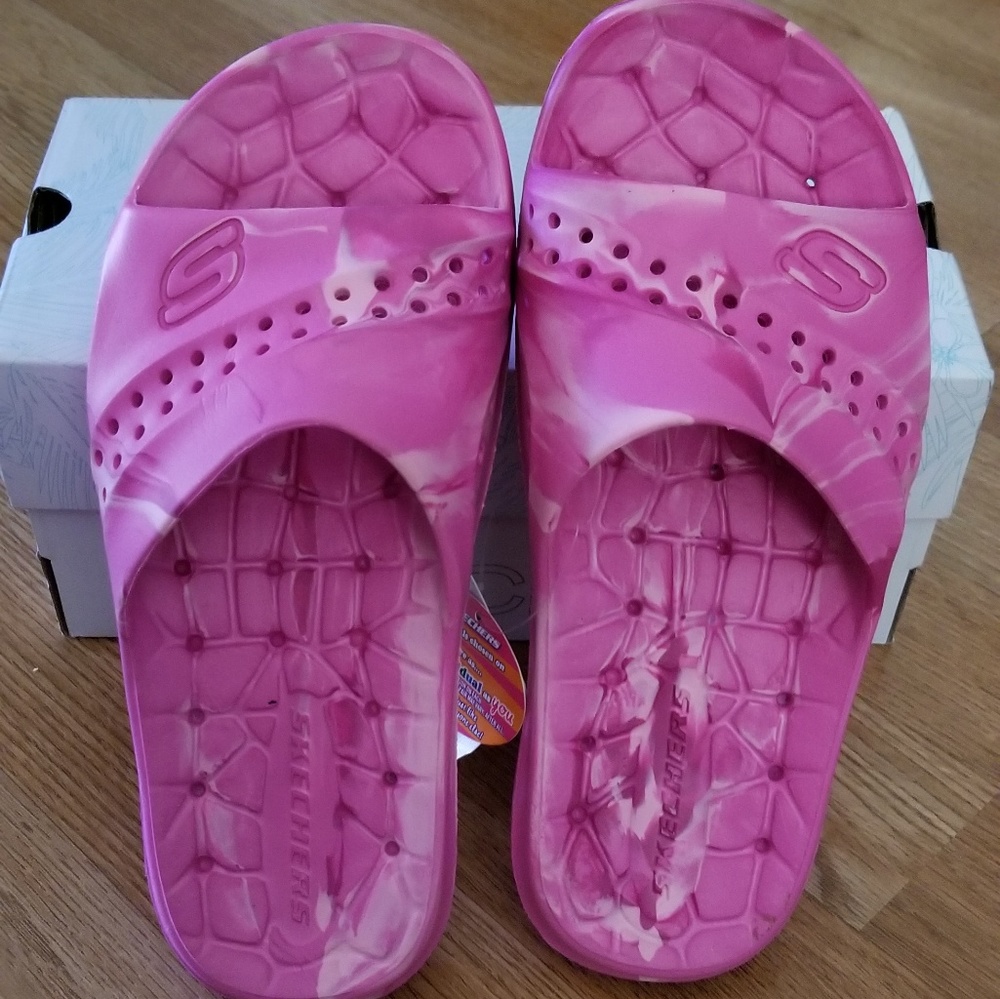 Girls Pink Skechers Sandals